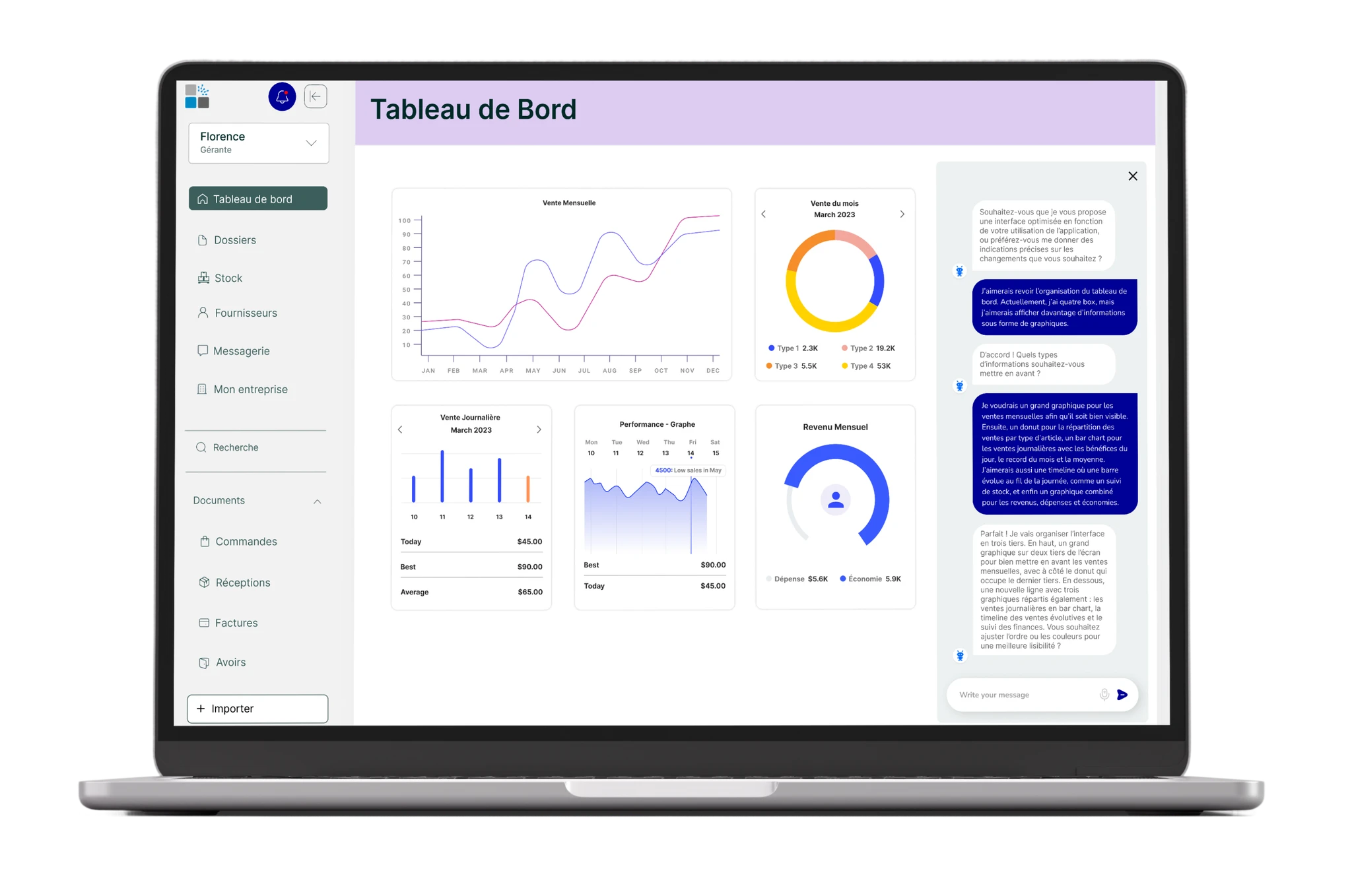 Axis 02 — AI-personalized dashboard with integrated chat interface