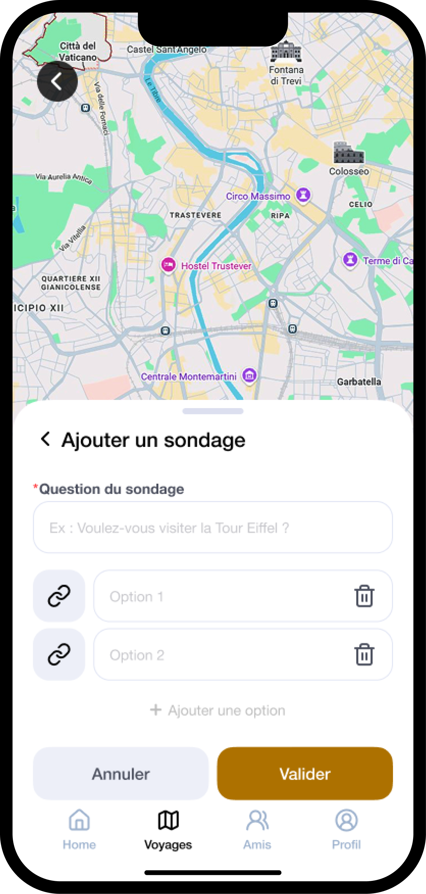 WePlan create poll form with question, answer options, and deadline fields